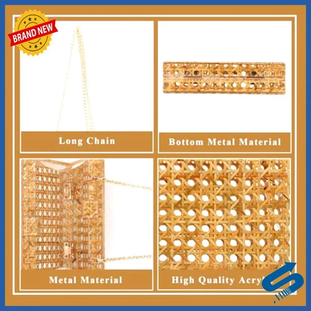 Rattan Woven Clutch Purse Evening Bag Shoulder Bag Summer Beach Tote
